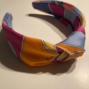 S O L D Emilio Pucci 1off Upcycled Repurposed Signed Silk Head Band Hair Wrap